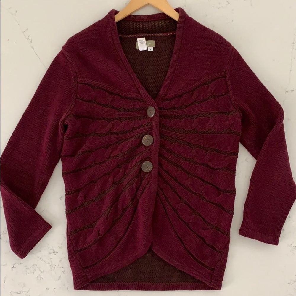The Territory Ahead Burgundy Cardigan Sweater, Size S (GUC)